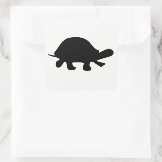Turtle-Silhouette Quadratischer Aufkleber (Tasche)