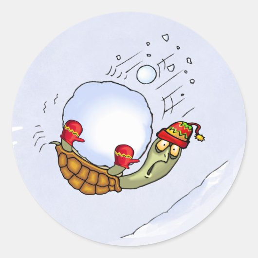Turtle Snowball Ride Runder Aufkleber (Vorderseite)