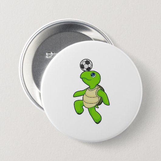 Turtle Soccer Player Soccer Button (Vorne & Hinten)