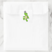 Turtle Soccer Player Soccer Quadratischer Aufkleber (Tasche)