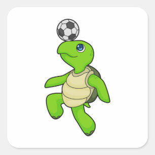 Turtle Soccer Player Soccer Quadratischer Aufkleber