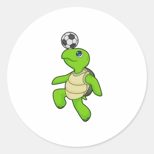 Turtle Soccer Player Soccer Runder Aufkleber (Vorderseite)