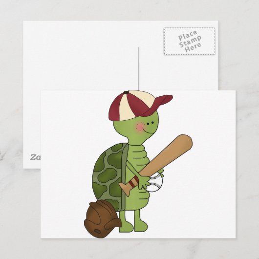 Turtle spielt Baseball Postkarte (Vorne/Hinten)