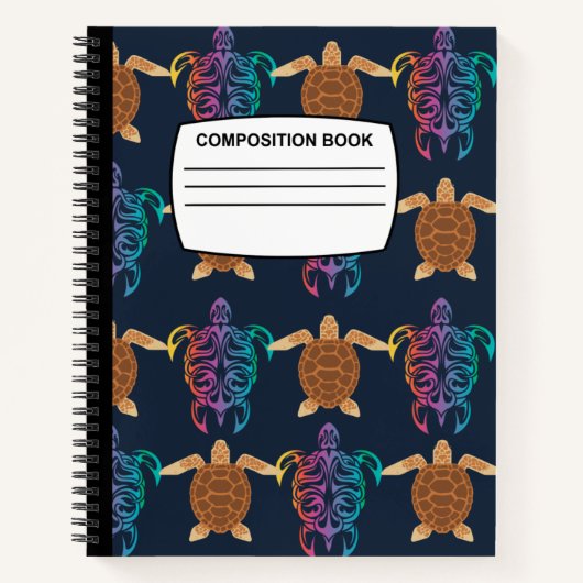 Turtle Spiralkomposition Notebook Notizblock (Vorderseite)