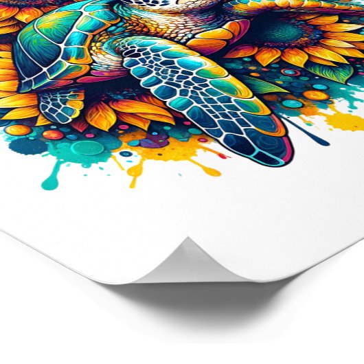 Turtle Sunflower Poster (Ecke)