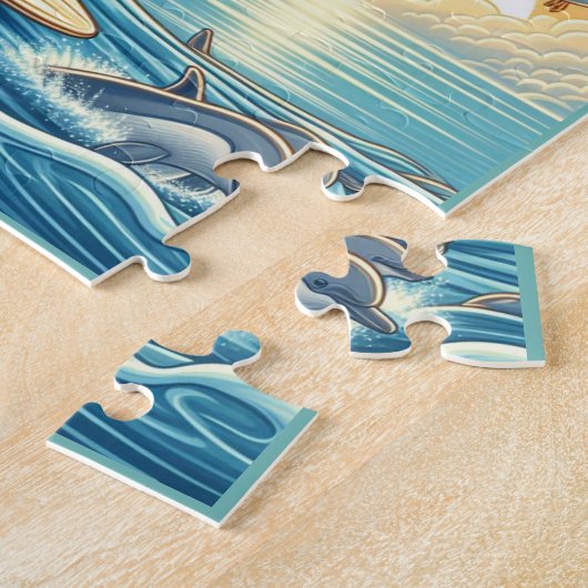 Turtle Surfing Flexibles Foto Kinder Puzzle mit Gi (Seite)