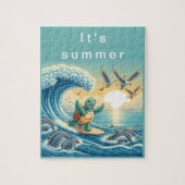 Turtle Surfing Flexibles Foto Kinder Puzzle mit Gi (Vertikal)