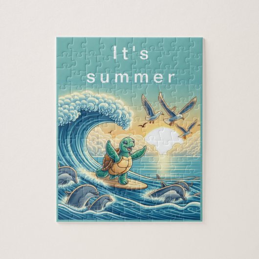 Turtle Surfing Flexibles Foto Kinder Puzzle mit Gi (Vertikal)