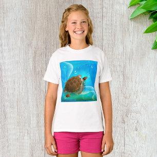 Turtle Swimming Girls T - Shirt