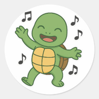 Turtle-Tanz  Runder Aufkleber