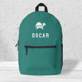 Turtle Tortoise Aqua Green Monogram Name Bedruckter Rucksack