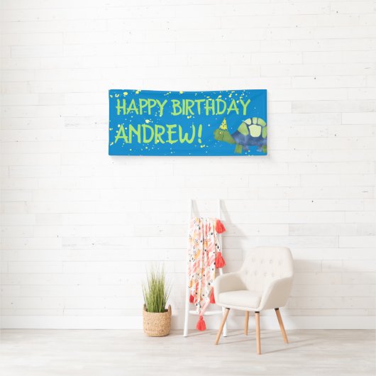 Turtle Tortoise Birthday Party Banner (Insitu)