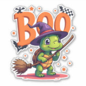 Turtle Tortoise Boo Witch Trick oder behandeln Hal Aufkleber (Vorderseite)