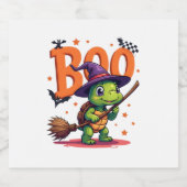 Turtle Tortoise Boo Witch Trick oder behandeln Hal Schaumweinetikett (Einzelnes Label)