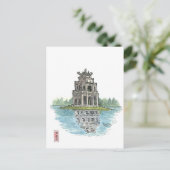 Turtle Tower Hanoi Vietnam Postkarte (Stehend Vorderseite)
