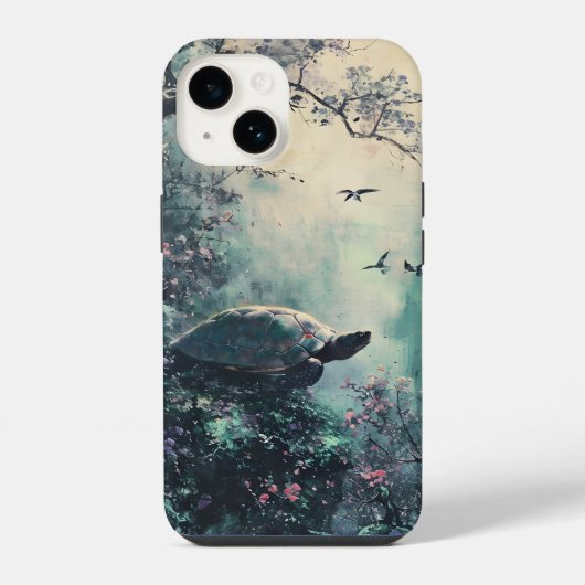 Turtle Tranquility Blossom iPhone Hülle (Rückseite)