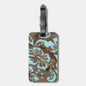 Turtle Travel Gepäck Tag Hibiskus Blue Brown Gepäckanhänger (Rückseite vertikal)