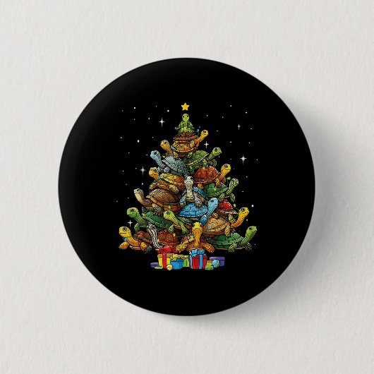Turtle Tree Christmas Tree Adorable Turtle Christm Button (Vorderseite)
