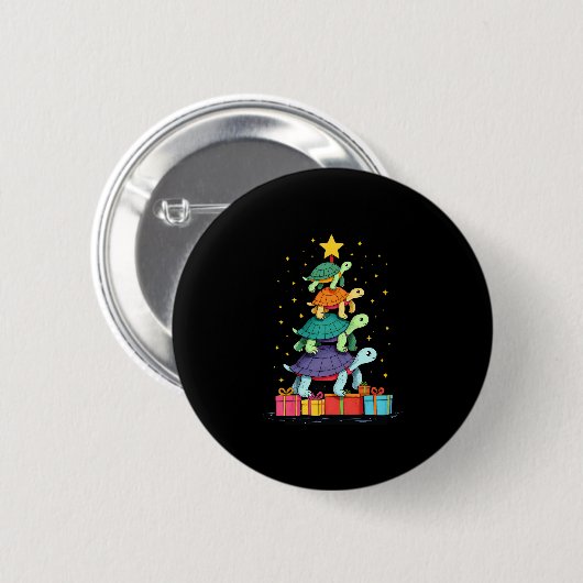 Turtle Tree Christmas Tree Adorable Turtle Christm Button (Vorne & Hinten)