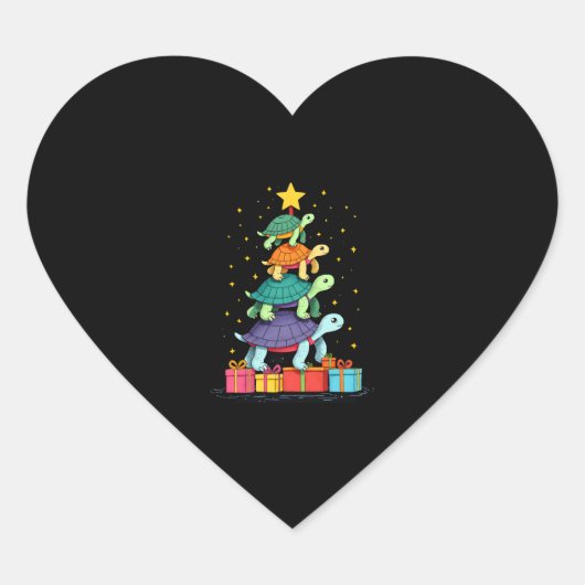 Turtle Tree Christmas Tree Adorable Turtle Christm Herz-Aufkleber (Vorderseite)