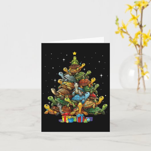 Turtle Tree Christmas Tree Adorable Turtle Christm Karte (Gelbe Blume)