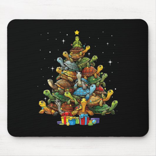 Turtle Tree Christmas Tree Adorable Turtle Christm Mousepad (Vorne)