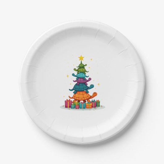 Turtle Tree Christmas Tree Adorable Turtle Christm Pappteller (Vorderseite)