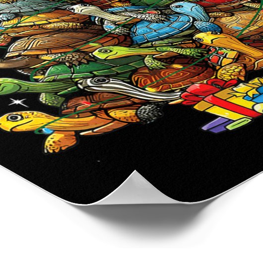 Turtle Tree Christmas Tree Adorable Turtle Christm Poster (Ecke)