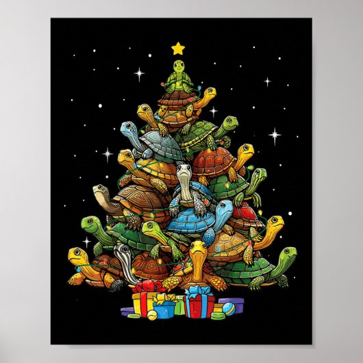 Turtle Tree Christmas Tree Adorable Turtle Christm Poster (Vorne)