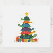 Turtle Tree Christmas Tree Adorable Turtle Christm Schaumweinetikett (Einzelnes Label)