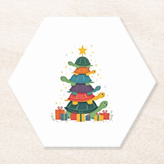 Turtle Tree Christmas Tree Adorable Turtle Christm Untersetzer (Vorderseite)