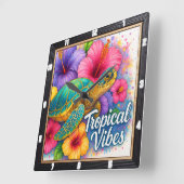 Turtle Tropical Vibes Art Quadratische Wanduhr (Winkel)