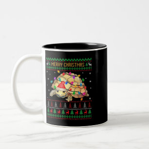 Turtle Ugly Christmas Sweater Santa Turtle Christm Zweifarbige Tasse