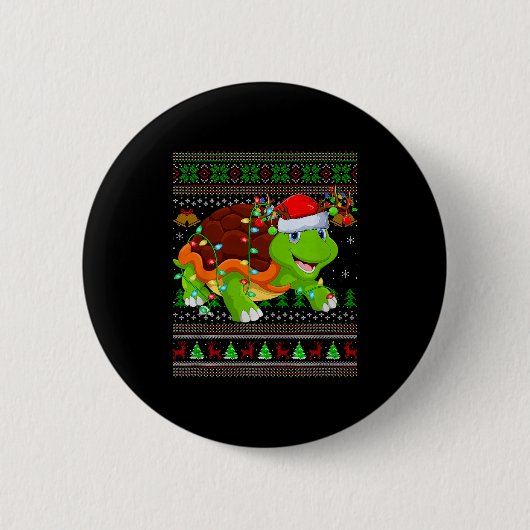 Turtle Ugly Christmas Sweaters Holiday Santa Cute Button (Vorderseite)