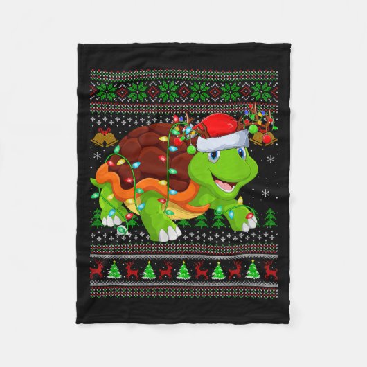 Turtle Ugly Christmas Sweaters Holiday Santa Cute  Fleecedecke (Vorderseite)