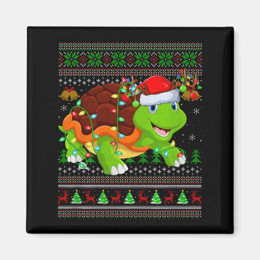 Turtle Ugly Christmas Sweaters Holiday Santa Cute  Magnet (Vorne)