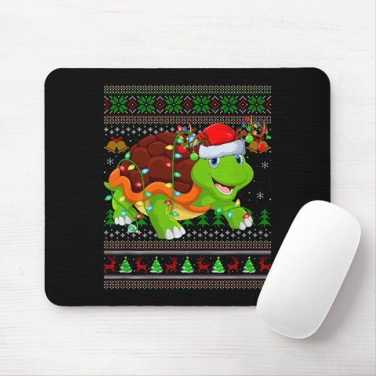 Turtle Ugly Christmas Sweaters Holiday Santa Cute Mousepad (Mit Mouse)