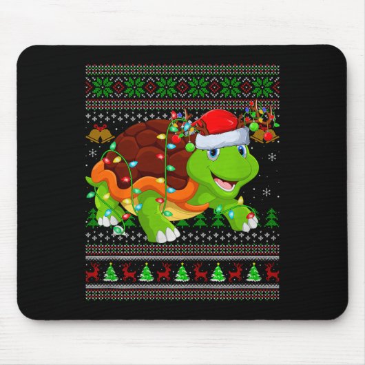 Turtle Ugly Christmas Sweaters Holiday Santa Cute Mousepad (Vorne)