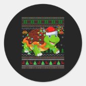 Turtle Ugly Christmas Sweaters Holiday Santa Cute Runder Aufkleber (Vorderseite)