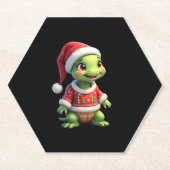 Turtle Ugly Sweater Santa Hat Christmas T-Shirt (1 Untersetzer (Vorderseite)