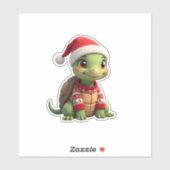 Turtle Ugly Sweater Santa Hat Christmas T-Shirt (2 Aufkleber (Blatt)