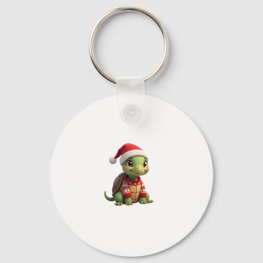 Turtle Ugly Sweater Santa Hat Christmas T-Shirt (2 Schlüsselanhänger (Vorderseite)