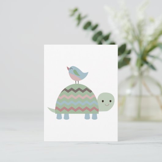 TURTLE UND BIRD POSTKARTE (Stehend Vorderseite)