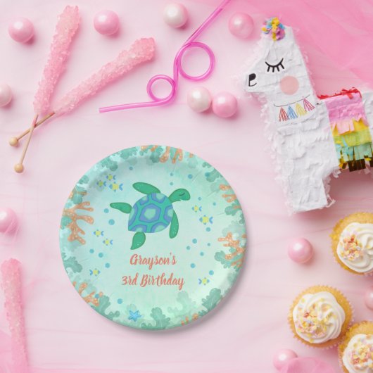 Turtle Under Sea Birthday Party Pappteller (Party)