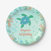Turtle Under Sea Birthday Party Pappteller (Vorderseite)