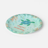 Turtle Under Sea Birthday Party Pappteller (Schrägansicht)