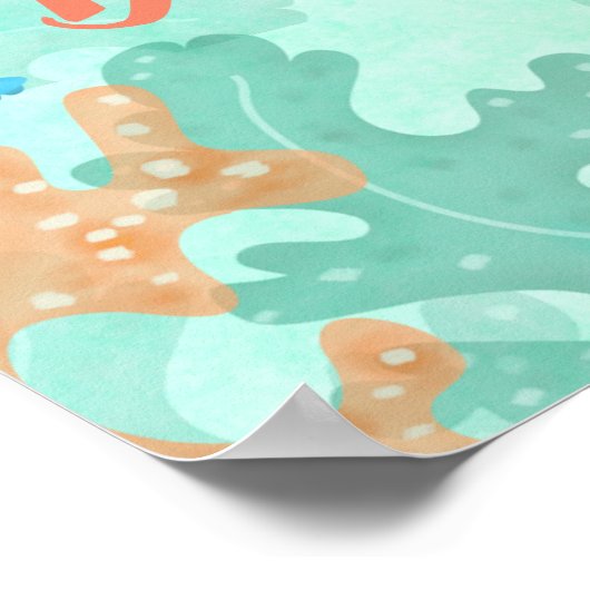 Turtle Under Sea Birthday Party Poster (Ecke)