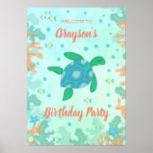 Turtle Under Sea Birthday Party Poster (Vorne)