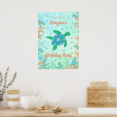Turtle Under Sea Birthday Party Poster (Küche)
