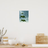 Turtle Wall Art, Happy Turtle in Rain Art Poster (Küche)
